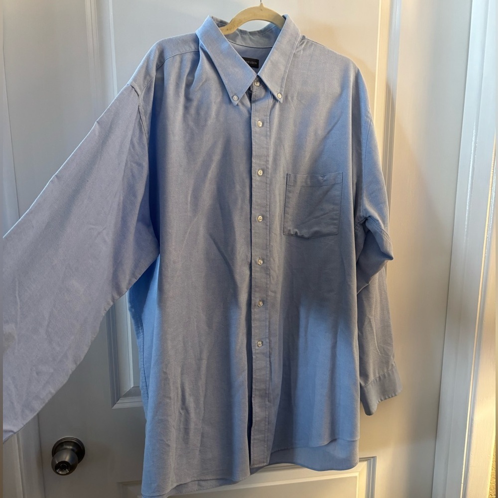 Men's Van Heusen Blue Red Fit/Wrinkle Free Button down Shirt Sz 18 1/2 NWOT - Picture 2 of 7